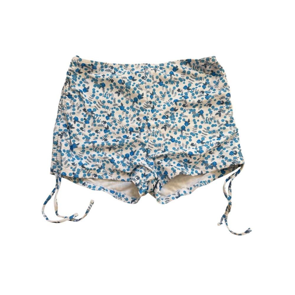 UNKNOWN BRAND Women's Size Large White Blue Floral Bikini Bottom Shorts NWOT